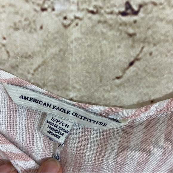 American eagle outfitters pink white striped cold shoulder top size small - Picture 6 of 9
